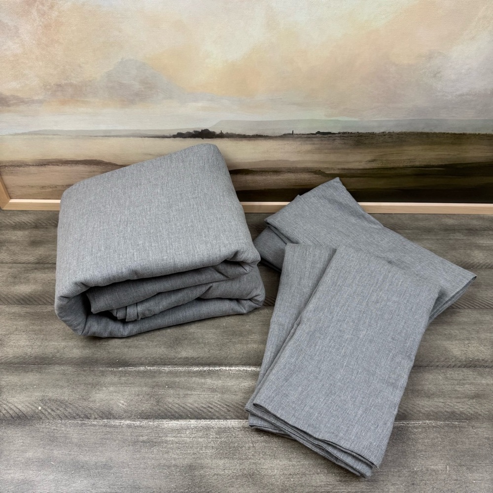 Banana Republic Cotton Cashmere Silk King Duvet Cover & 4 Euro Shams Gray NWOT